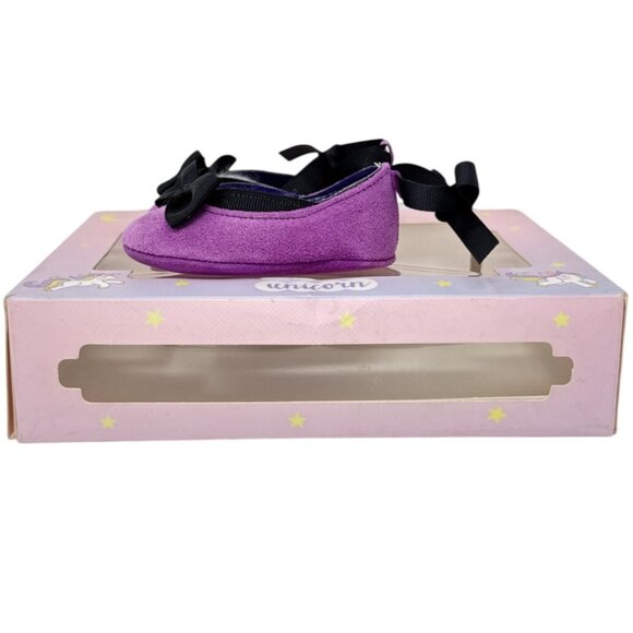 Unicorn Designers Touch by Baby Deer Size 0 Leather Uppers Purple with Black Bo - Picture 4 of 6